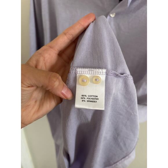 Peter Millar Polo Men Large Ace Cotton Blend Lilac Collared Short Sleeve Golf - Picture 6 of 9